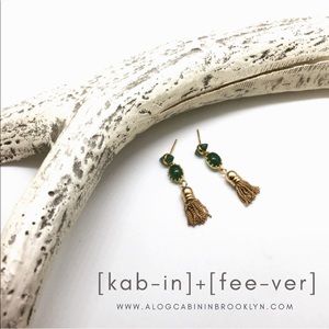 Chain Tassel Stud - Emerald